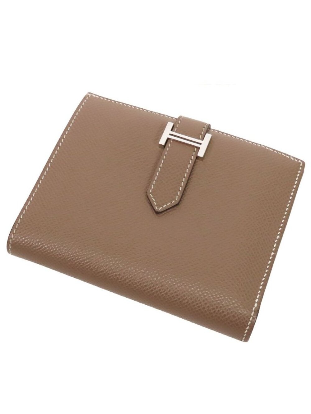 Hermes Bearn Compact Etoupe Silver Epsom Bifold Wallet